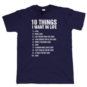 10 thing i want classic car t shirt