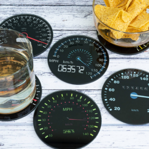 Glass Speedometer Coasters: 