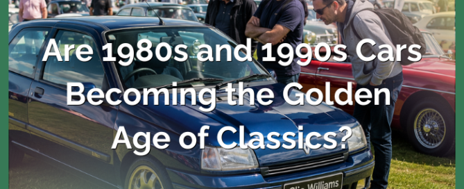 Are 1980s and 1990s Cars Becoming the Golden Age of Classics? A 90s Renault Clio Williams at a car show with people standing around it to look